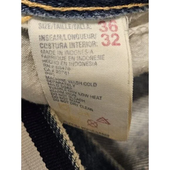 Vintage Tommy Hilfiger Jeans Mens 36x32 Blue Big Flag Straight Y2K Pants Baggy - Picture 12 of 12